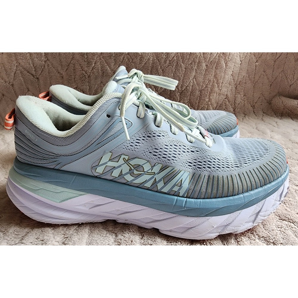 Hoka One One Bondi 7 Blue Orange Running Shoes Womens 9.5